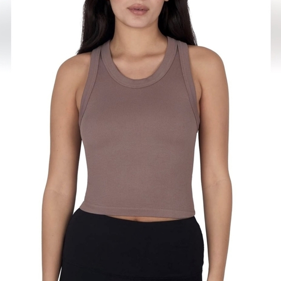 Reflex Ribbed Tanks 3 Pack Women's Small Racer Back Seamless Tan Purple New! - Picture 9 of 10